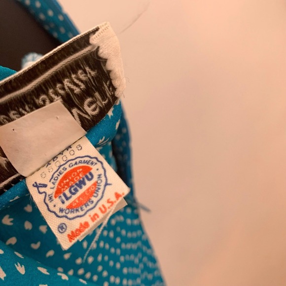 Vintage Union Made Karin Stevens Blue Tiered Floral Dress M Medium - Picture 8 of 13